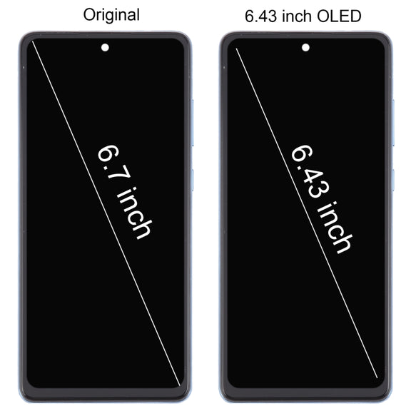 For Samsung Galaxy A72 4G SM-A725 6.43 inch OLED LCD Screen Digitizer Full Assembly with Frame (Blue)