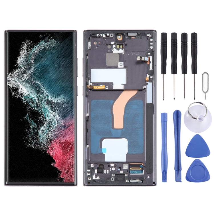 For Samsung Galaxy S22 Ultra 5G SM-S908B Original LCD Screen Digitizer Full Assembly with Frame (Black) - free shipping - PMC TechLife - Order now!