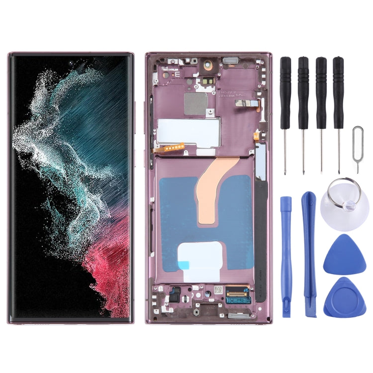 For Samsung Galaxy S22 Ultra 5G SM-S908B Original LCD Screen Digitizer Full Assembly with Frame (Purple) - free shipping - PMC TechLife - Order now!
