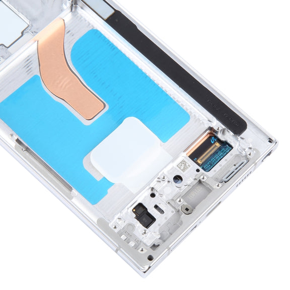 For Samsung Galaxy S22 Ultra 5G SM-S908B Original LCD Screen Digitizer Full Assembly with Frame (White)