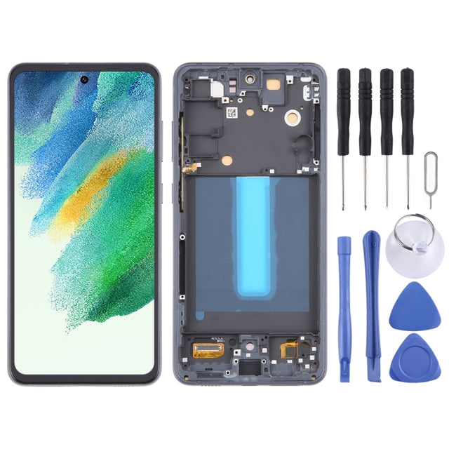 For Samsung Galaxy S21 FE 5G SM-G990B 6.36 inch EU Version OLED LCD Screen Digitizer Full Assembly with Frame (Black)