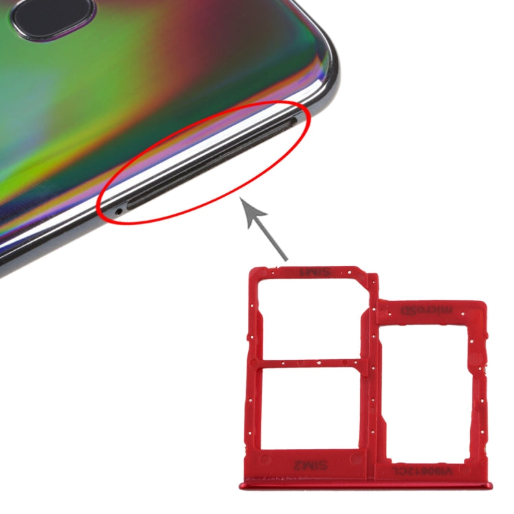 For Galaxy A40 SIM Card Tray + SIM Card Tray + Micro SD Card Tray (Red) - free shipping - PMc TechLife - Order now!