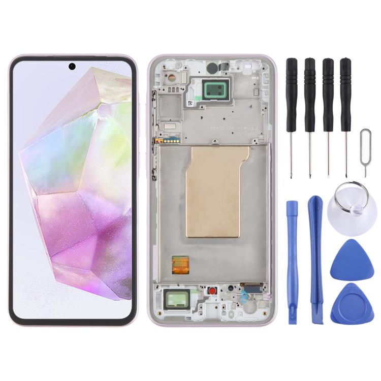 For Samsung Galaxy A35 SM-A356B Original LCD Screen Digitizer Full Assembly with Frame (Pink) - free shipping - PMc TechLife - Order now!