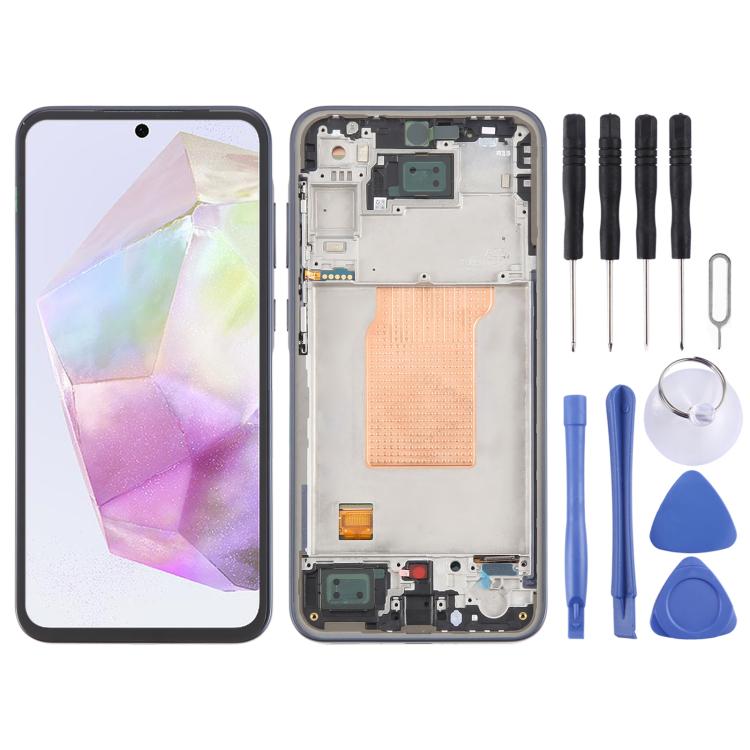 For Samsung Galaxy A35 SM-A356B Original LCD Screen Digitizer Full Assembly with Frame (Blue) - free shipping - PMc TechLife - Order now!