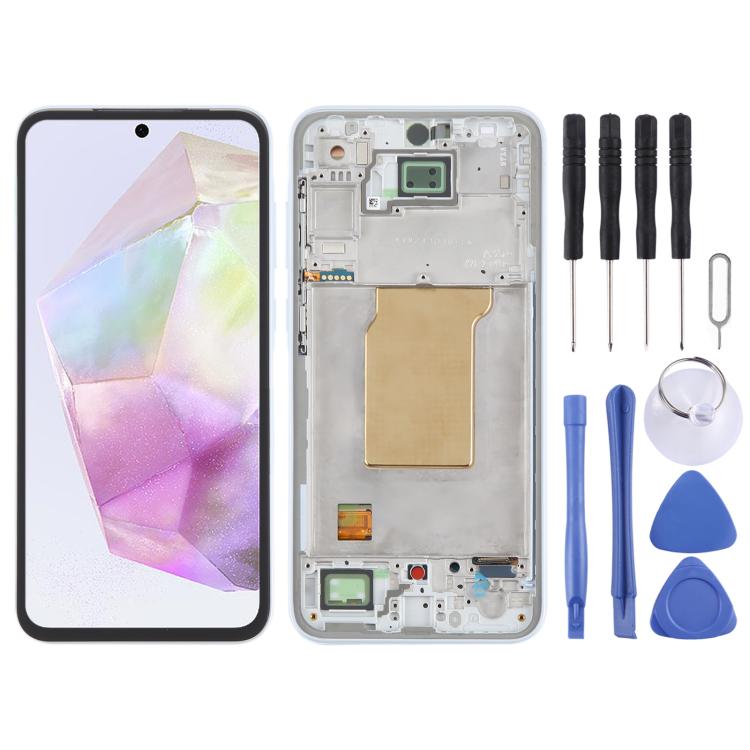 For Samsung Galaxy A35 SM-A356B Original LCD Screen Digitizer Full Assembly with Frame (Baby Blue) - free shipping - PMc TechLife - Order now!