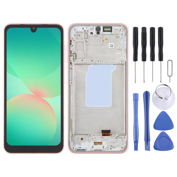 For Samsung Galaxy A26 SM-A266B 6.46 inch OLED LCD Screen Digitizer Full Assembly with Frame (Pink)