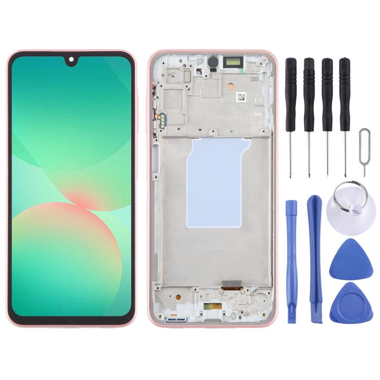 For Samsung Galaxy A26 SM-A266B 6.66 inch OLED LCD Screen Digitizer Full Assembly with Frame (Pink) - free shipping - PMc TechLife - Order now!