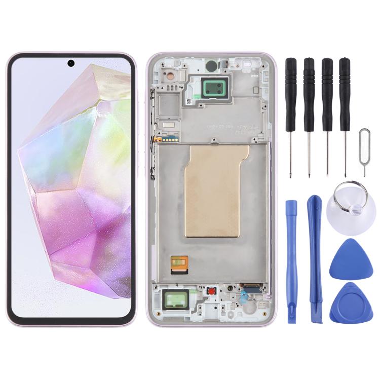 For Samsung Galaxy A35 SM-A356B OLED LCD Screen Digitizer Full Assembly with Frame (Pink) - free shipping - PMc TechLife - Order now!