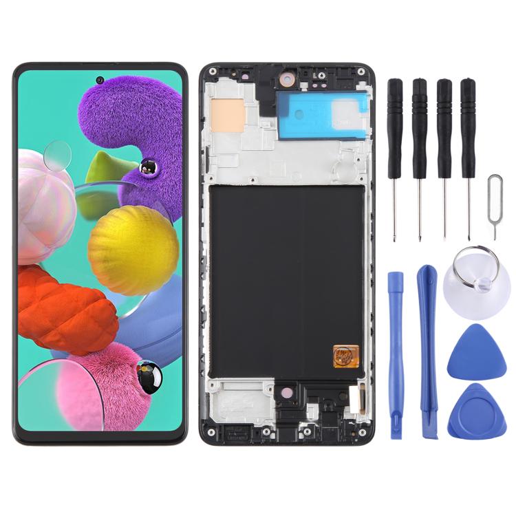 For Samsung Galaxy A51 4G SM-A515F 6.43 inch OLED LCD Screen Digitizer Full Assembly with Frame (Black) - free shipping - PMc TechLife - Order now!