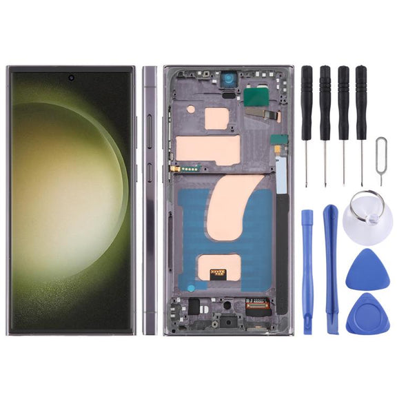 For Samsung Galaxy S23 Ultra SM-S918B 6.72 inch TFT LCD Screen Digitizer Full Assembly with Frame, Not Supporting Fingerprint Identification (Black)