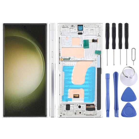 For Samsung Galaxy S23 Ultra SM-S918B 6.72 inch TFT LCD Screen Digitizer Full Assembly with Frame, Not Supporting Fingerprint Identification (Silver)