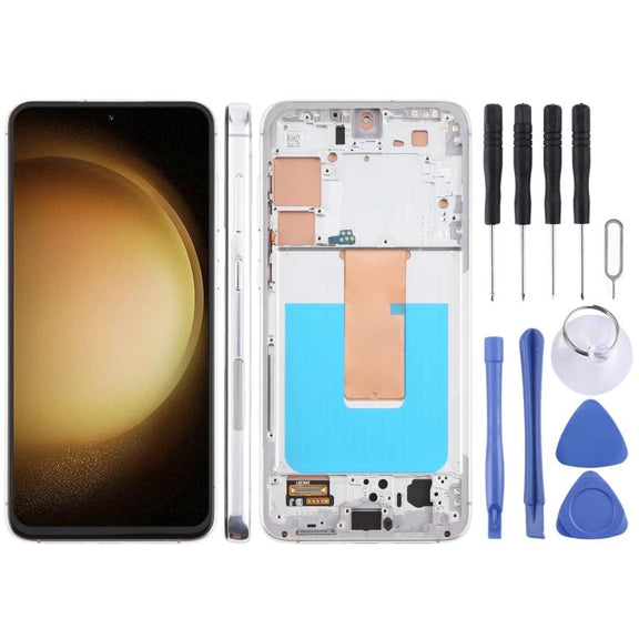 For Samsung Galaxy S23+ SM-S916B 6.43 inch TFT LCD Screen Digitizer Full Assembly with Frame, Not Supporting Fingerprint Identification (Silver)