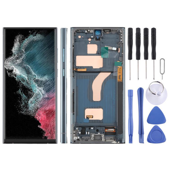 For Samsung Galaxy S22 Ultra SM-S908B 6.72 inch TFT LCD Screen Digitizer Full Assembly with Frame, Not Supporting Fingerprint Identification (Green)