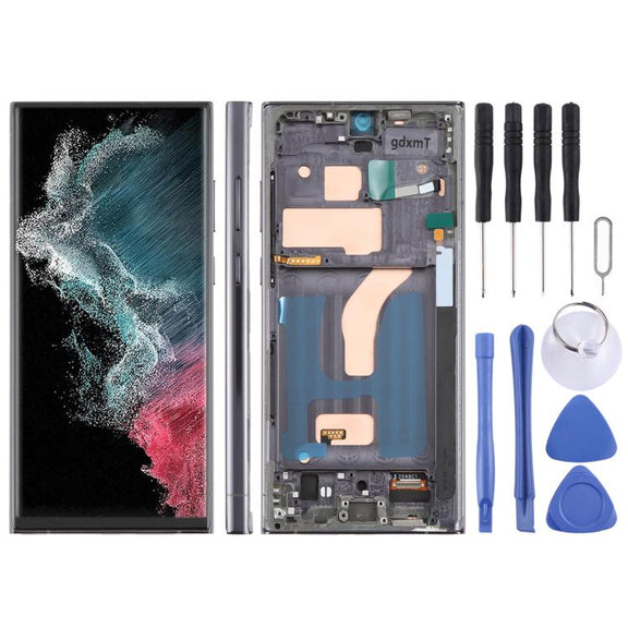 For Samsung Galaxy S22 Ultra SM-S908B 6.72 inch TFT LCD Screen Digitizer Full Assembly with Frame, Not Supporting Fingerprint Identification (Grey)