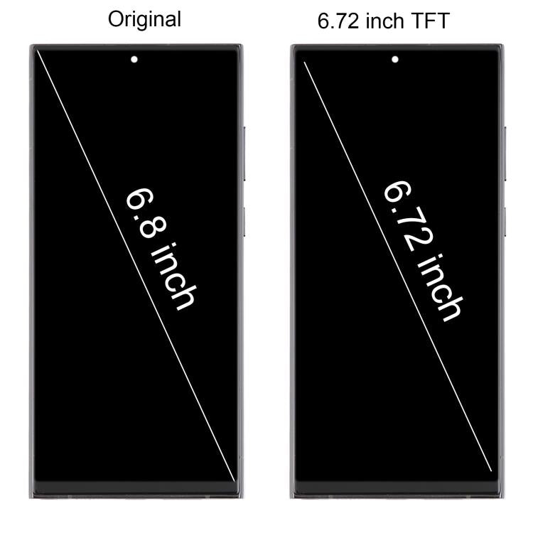 For Samsung Galaxy S22 Ultra SM-S908B 6.72 inch TFT LCD Screen Digitizer Full Assembly with Frame, Not Supporting Fingerprint Identification (Silver)