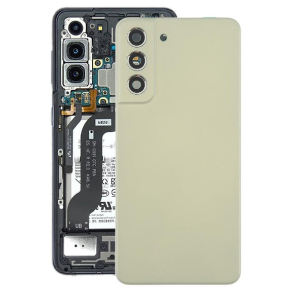 For Samsung Galaxy S21 FE SM-G990B Back Cover with Camera Lens Cover(Green)