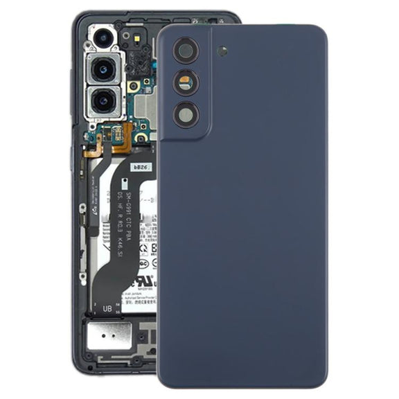 For Samsung Galaxy S21 FE SM-G990B Back Cover with Camera Lens Cover(Blue)