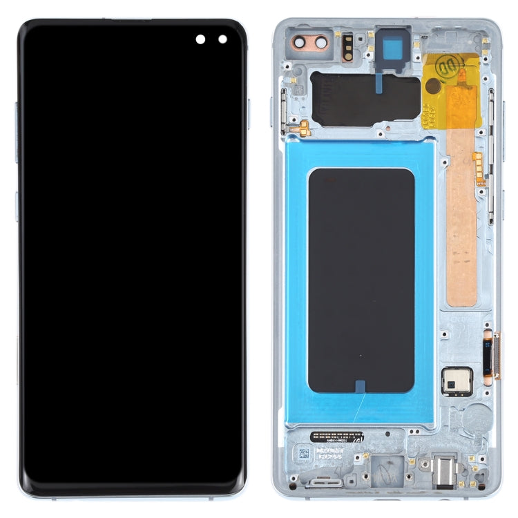 Original Super AMOLED LCD Screen for Samsung Galaxy S10+ Digitizer Full Assembly with Frame (Blue)