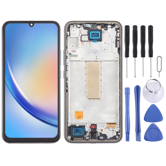 For Samsung Galaxy A34 SM-A346B Incell LCD Screen Digitizer Full Assembly with Frame, Not Supporting Fingerprint Identification (Black)