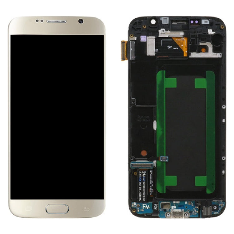 Original Super AMOLED LCD Screen For Samsung Galaxy S6 SM-G920F Digitizer Full Assembly with Frame (Gold)