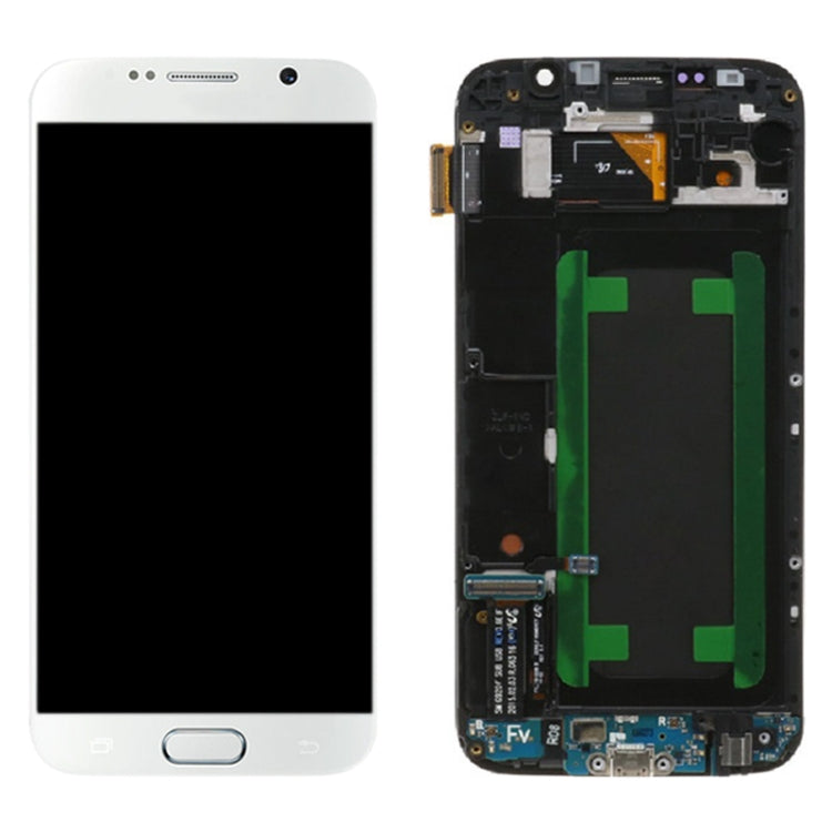 Original Super AMOLED LCD Screen For Samsung Galaxy S6 SM-G920F Digitizer Full Assembly with Frame (White)