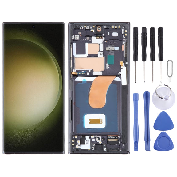 For Samsung Galaxy S23 Ultra 5G SM-S918B EU Edition 6.78 inch OLED LCD Screen Digitizer Full Assembly with Frame(Black)