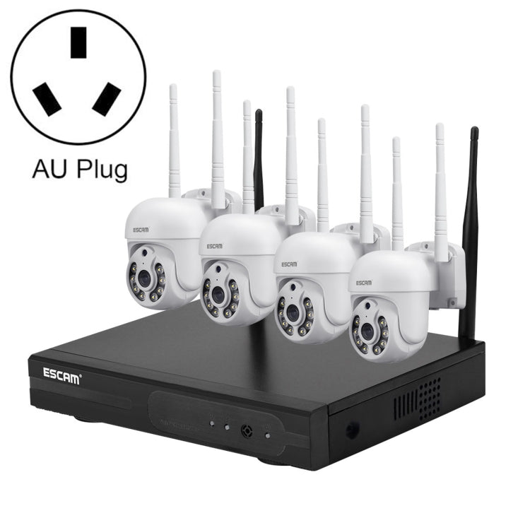 ESCAM WNK714 3.0 Million Pixels 4-channel HD Dome Camera NVR Wireless Monitoring Kit, AU Plug - free shipping - PMC TechLife - Order now!