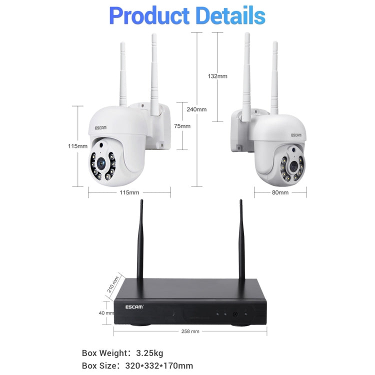 ESCAM WNK714 3.0 Million Pixels 4-channel HD Dome Camera NVR Wireless Monitoring Kit, AU Plug - free shipping - PMC Jewellery - Order now!