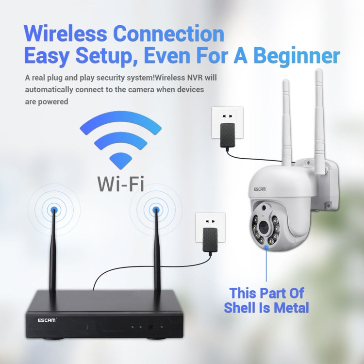 ESCAM WNK714 3.0 Million Pixels 4-channel HD Dome Camera NVR Wireless Monitoring Kit, AU Plug - free shipping - PMC Jewellery - Order now!