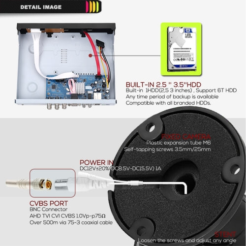 A2B5 720P 1.0 Mega Pixel 2 x Bullet AHD Cameras AHD DVR Kit, Support Night Vision / Motion Detection, IR Distance: 20m(Black) - Video Recorder Kit by PMC Jewellery | Online Shopping South Africa | PMC Jewellery | Buy Now Pay Later Mobicred