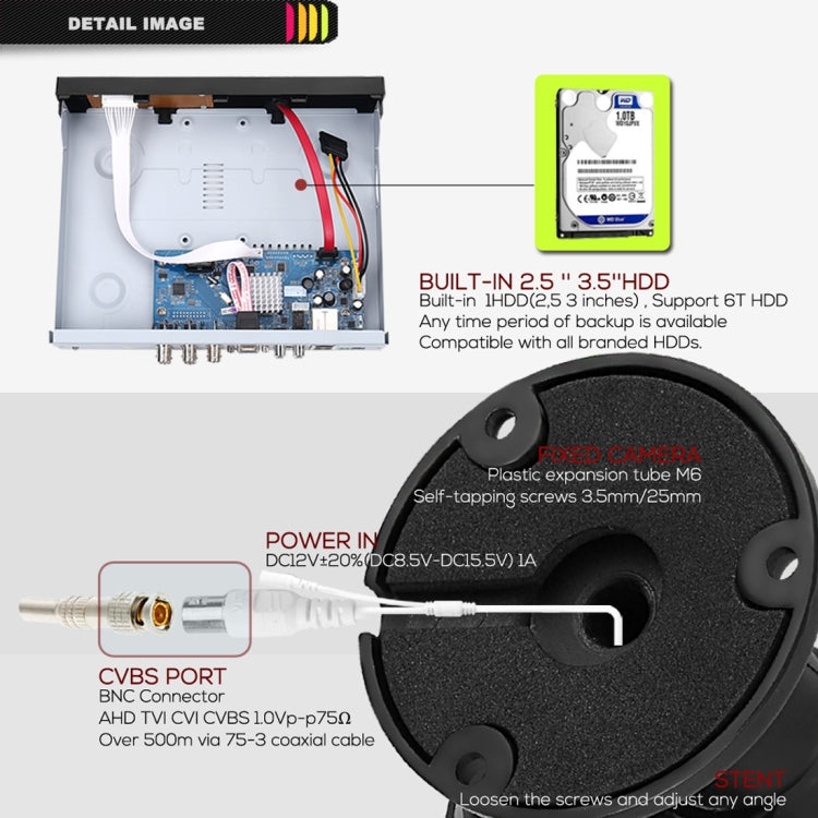A4B5 4 Channel 720P 1.0 Mega Pixel 4 x Bullet AHD Cameras AHD DVR Kit, Support Night Vision / Motion Detection, IR Distance: 20m(Black) - Video Recorder Kit by PMC Jewellery | Online Shopping South Africa | PMC Jewellery | Buy Now Pay Later Mobicred