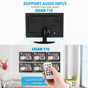 ESCAM T10 10.0 inch TFT LCD 1024x600 Monitor with VGA & HDMI & AV & BNC & USB for PC CCTV Security