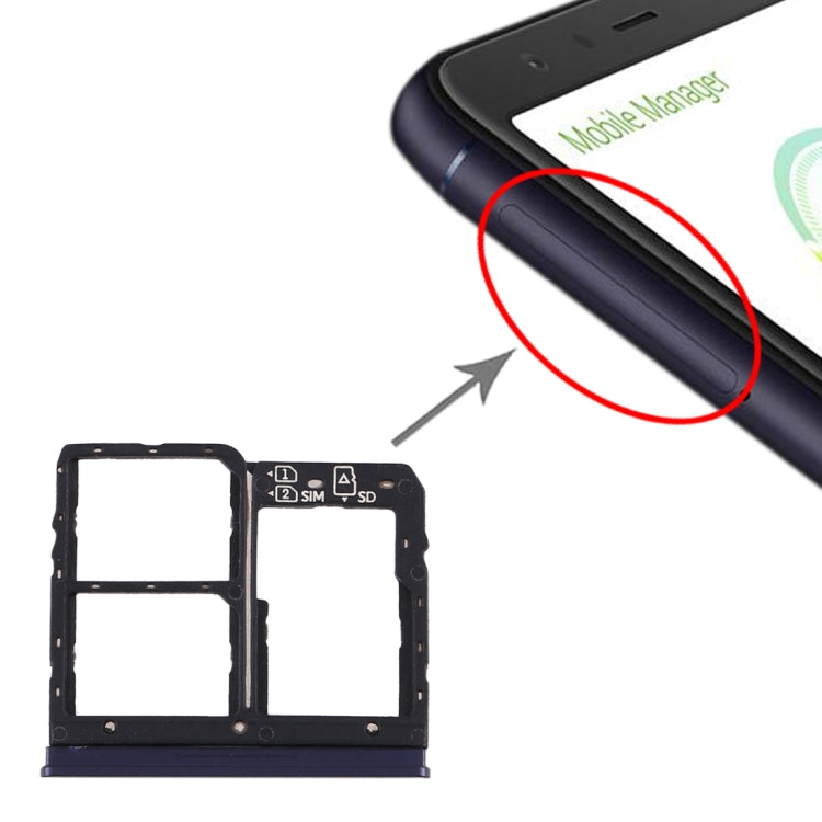 SIM Card Tray + SIM Card Tray + Micro SD Card Tray for Asus Zenfone Max Plus (M1) ZB570TL / X018D(Blue) - Card Tray by PMC TechLife | Online Shopping South Africa | PMC TechLife | Buy Now Pay Later Mobicred