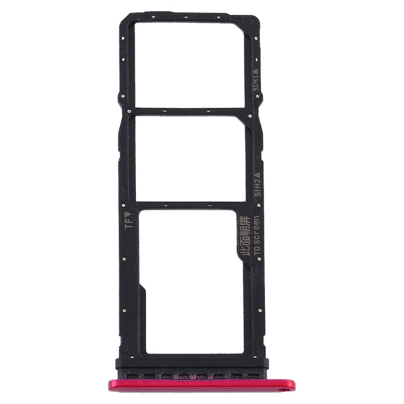 SIM Card Tray + SIM Card Tray + Micro SD Card Tray for Huawei Y7p (Rose Red)