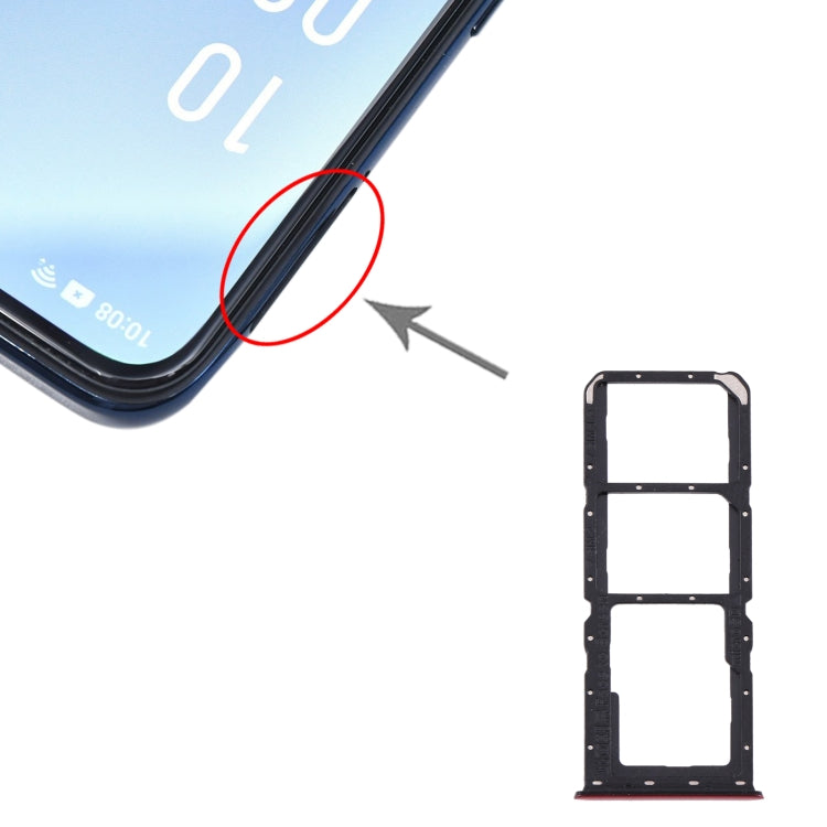 For OPPO A91/F15/Reno3 4G/Reno3 Youth CPH2001 CPH2021 PCPM00 SIM Card Tray + SIM Card Tray + Micro SD Card Tray(Red) - Card Tray by PMc TechLife | Online Shopping South Africa | PMc TechLife | Buy Now Pay Later Mobicred