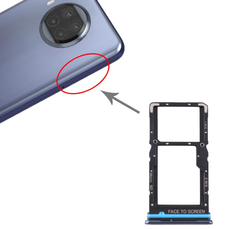 SIM Card Tray + SIM Card Tray / Micro SD Card Tray for Xiaomi Mi 10T Lite 5G (Blue) - Card Tray by PMc TechLife | Online Shopping South Africa | PMc TechLife | Buy Now Pay Later Mobicred