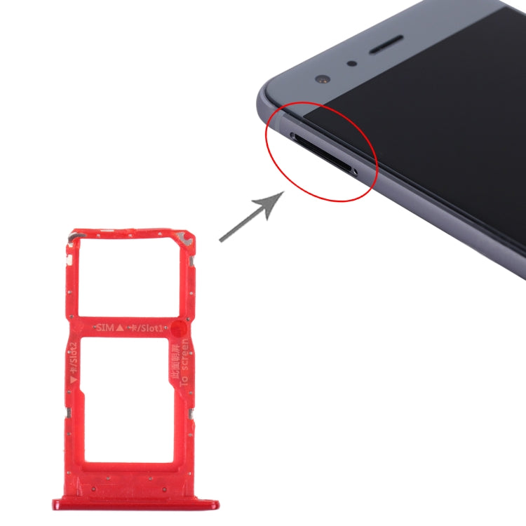 SIM Card Tray + SIM Card Tray / Micro SD Card Tray for Honor 9S (Red)