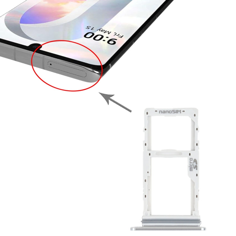 SIM Card Tray + SIM Card Tray / Micro SD Card Tray for LG Velvet 5G LM-G900N LM-G900EM LM-G900 LM-G900TM (Silver) - For LG by PMC TechLife | Online Shopping South Africa | PMC TechLife
