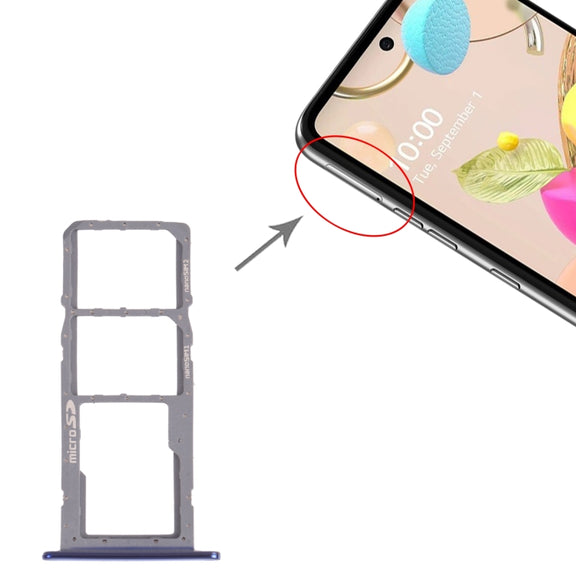 SIM Card Tray + SIM Card Tray + Micro SD Card Tray for LG K42 / K52 (Brazil) LMK420 LMK420H LMK420E LMK420Y(Blue)