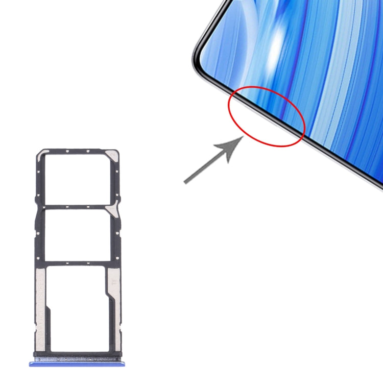 SIM Card Tray + SIM Card Tray + Micro SD Card Tray for Xiaomi Redmi 9T 4G / Redmi Note 9 4G J19S M2010J19SC M2010J19SG M2010J19SY (Blue) - Card Tray by PMc TechLife | Online Shopping South Africa | PMc TechLife | Buy Now Pay Later Mobicred