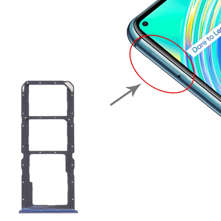 For OPPO Realme C17 RMX2101  SIM Card Tray + SIM Card Tray + Micro SD Card Tray (Blue) - Card Socket by PMc TechLife | Online Shopping South Africa | PMc TechLife | Buy Now Pay Later Mobicred
