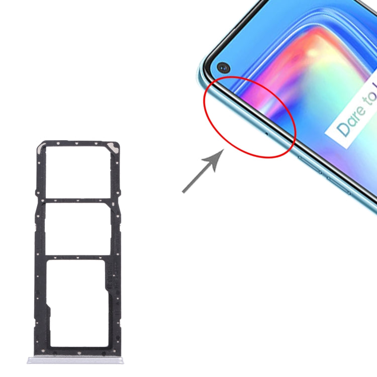 For OPPO Realme 7 (Asia) RMX2151, RMX2163  SIM Card Tray + SIM Card Tray + Micro SD Card Tray (Silver) - free shipping - PMc TechLife - Order now!