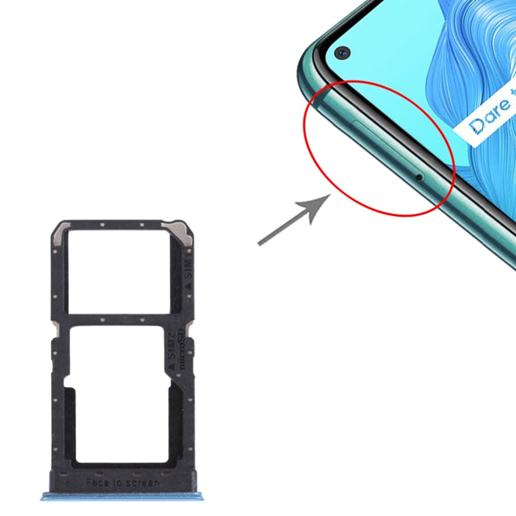 For OPPO Realme V5 5G  SIM Card Tray + SIM Card Tray / Micro SD Card Tray (Blue)
