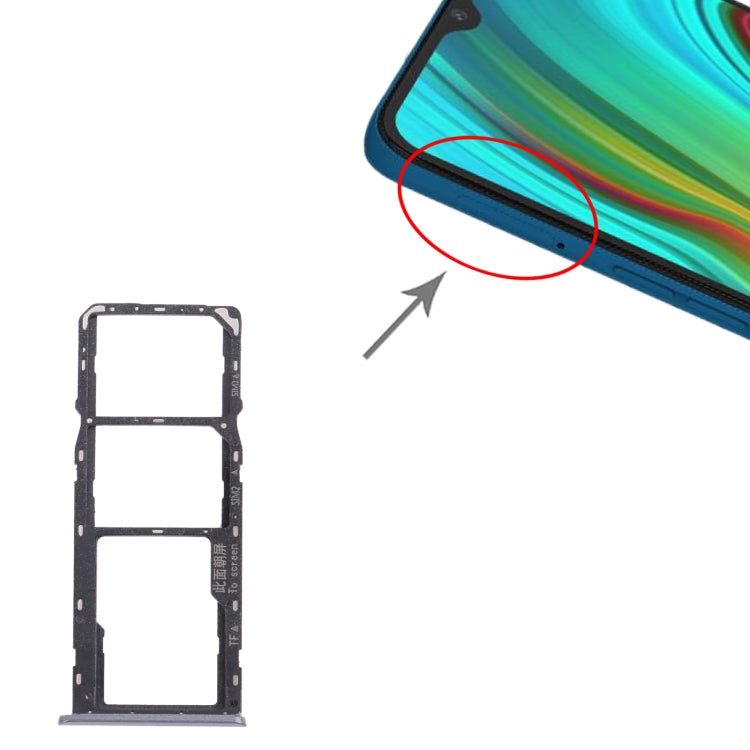 For OPPO Realme C3 RMX2027, RMX2020, RMX2021  SIM Card Tray + SIM Card Tray + Micro SD Card Tray (Grey) - free shipping - PMc TechLife - Order now!