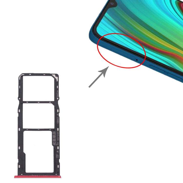 For OPPO Realme C3 RMX2027, RMX2020, RMX2021  SIM Card Tray + SIM Card Tray + Micro SD Card Tray (Red) - Card Socket by PMc TechLife | Online Shopping South Africa | PMc TechLife | Buy Now Pay Later Mobicred