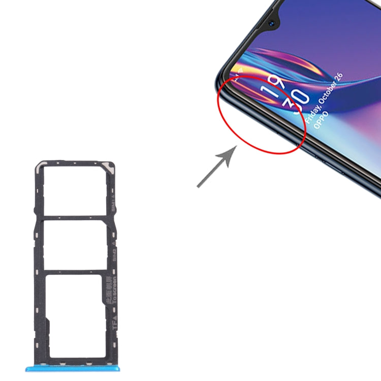For OPPO A12 CPH2083, CPH2077  SIM Card Tray + SIM Card Tray + Micro SD Card Tray (Blue) - Card Tray by PMc TechLife | Online Shopping South Africa | PMc TechLife | Buy Now Pay Later Mobicred
