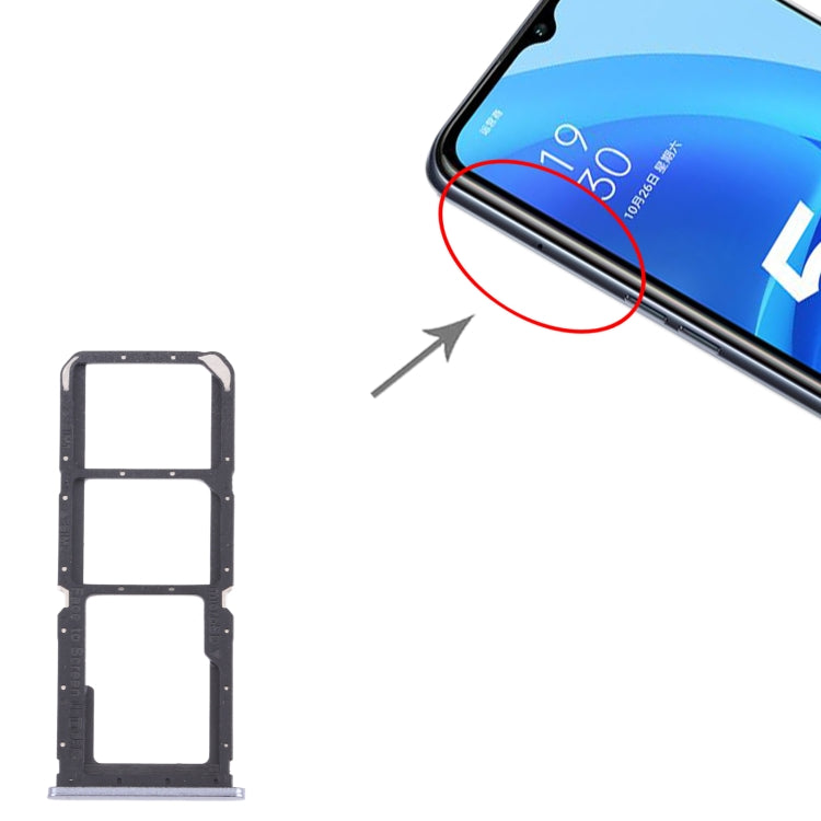 For OPPO A55 PEMM00, PEMM20, PEMT00, PEMT20  SIM Card Tray + SIM Card Tray + Micro SD Card Tray (Black) - Card Socket by PMc TechLife | Online Shopping South Africa | PMc TechLife | Buy Now Pay Later Mobicred