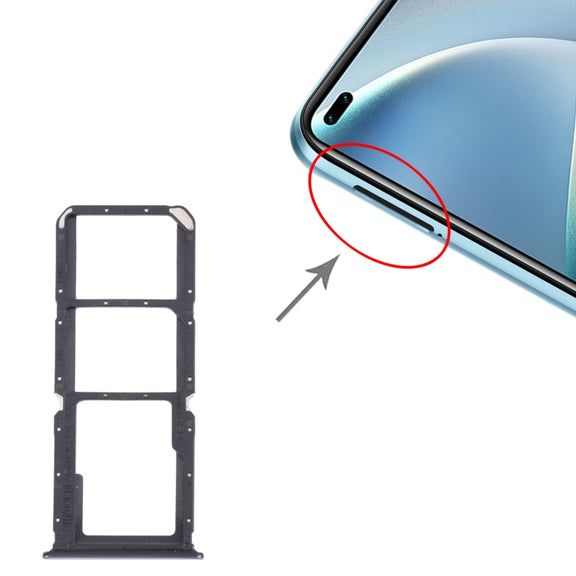 For OPPO A74 5G / A54 5G / A93 PCGM00, PEHM00  SIM Card Tray + SIM Card Tray + Micro SD Card Tray(Black)