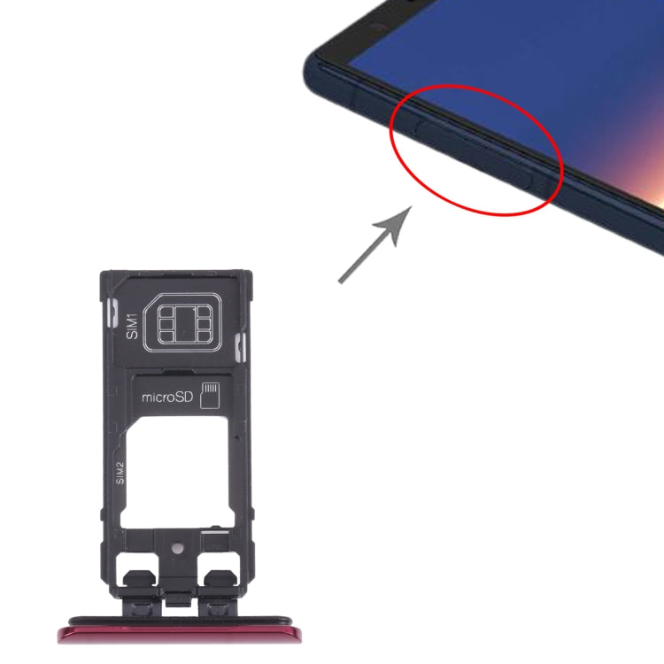 SIM Card Tray + SIM Card Tray / Micro SD Card Tray for Sony Xperia 5 (Red) - Card Tray by PMC TechLife | Online Shopping South Africa | PMC TechLife | Buy Now Pay Later Mobicred