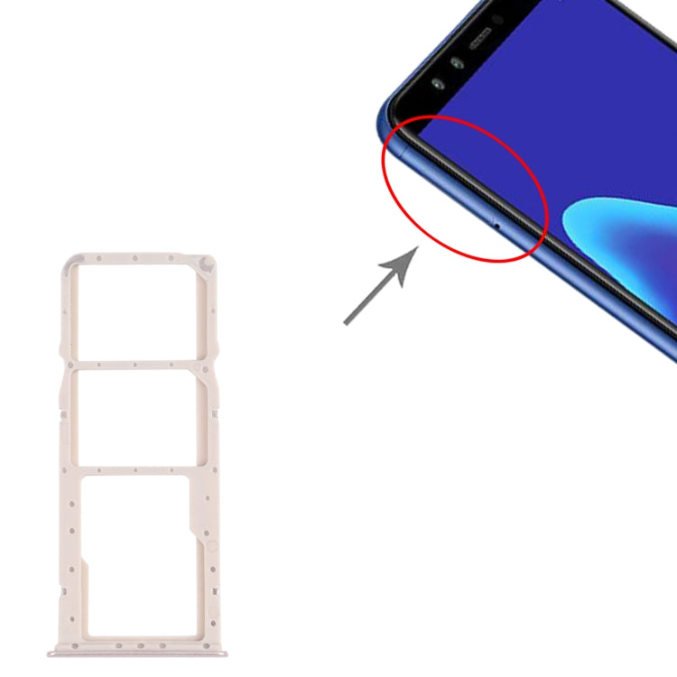 SIM Card Tray + SIM Card Tray + Micro SD Card Tray for Huawei Y9 (2018) (Gold) - Card Socket by PMc TechLife | Online Shopping South Africa | PMc TechLife | Buy Now Pay Later Mobicred
